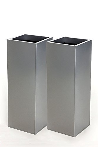 2er Set Zink Blumenkübel Pflanzkübel "Block" Design 65 cm, Silber