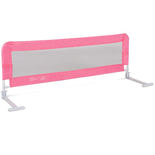 Preisvergleich Produktbild GOPLUS Bettgitter Bettschutzgitter Babybettgitter Bett Gitter Kinderbettgitter Rausfallschutz 150cm blau rosa (rosa)