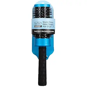 ForPro Expert Stylist Choice Nano Ceramic Hair Brush, 100% Natural Anion Bristle, Silicone Ergonomic Handle, 2