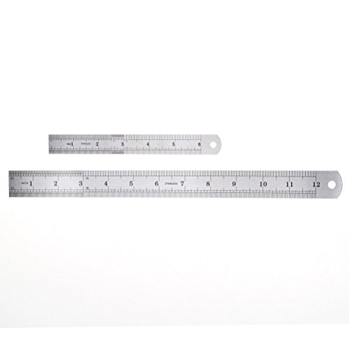 Meßlineal, sicai 2 x Edelstahl Metall Lineal 30,5 cm + 15,2 cm Lineal gerade Meßlineal - 2