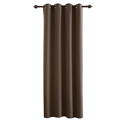 Deconovo Rideau Occultan Polyester Lourds Solide de Bureaux à Oeillets 140cm x 260cm, Isolant Thermique, Chocolat