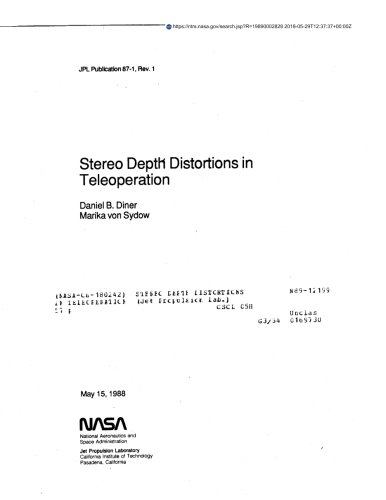 Preisvergleich Produktbild Stereo Depth Distortions in Teleoperation