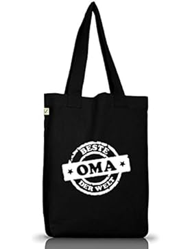 Shirtstreet24, Beste Oma der Welt Stempel, Jutebeutel Stoff Tasche Earth Positive
