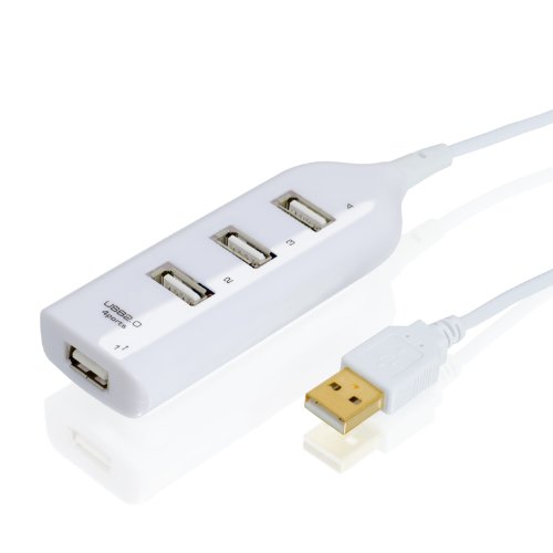 4-Port USB 2.0 Ultra Mini Hub weiß - 4 Highspeed Ports für Notebook / Laptop / Netbook + PC / MAC | Plug & Play | ohne Netzteil