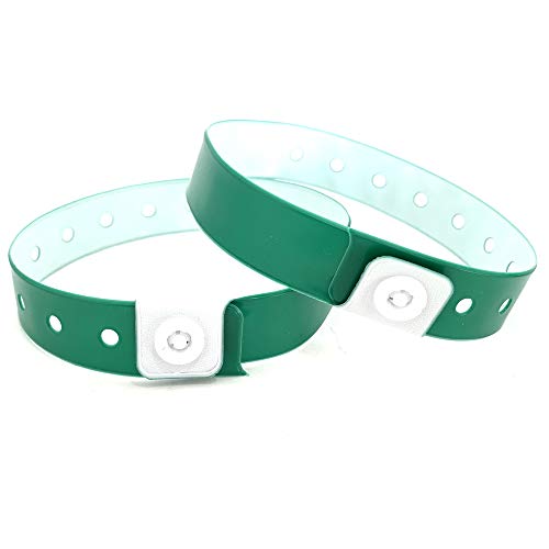 Lote de 100 pulseras plástico/vinilo para eventos  personalizable e impermeable, color verde