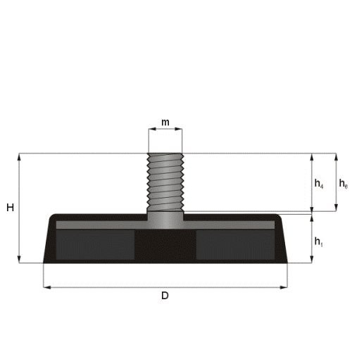 Magnetsystem Ø 66 mm gummiert mit Gewinde M8x15 – hält 25 kg - 5