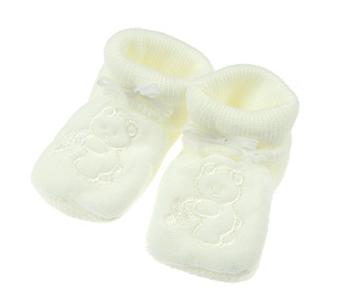 Adorable Ivory Newborn Baby Slip On Waffle Booties Socks Binky Fleece