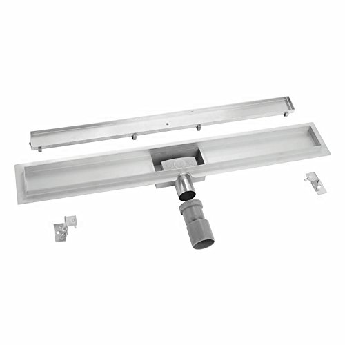 H&H® Tileable linear stainless steel shower drain with bottom attachment, 50cm/19.69in (different sizes available 19,69in - 47,24in), DU22C05K