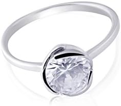 silver stone set ring with one carat cubic zirconia bezel set in stunning highly polished ring