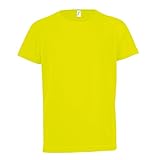camiseta amarilla fluorescente Mangas y cintura cosidas con dobladillos dobles.