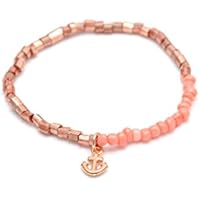 Fußkettchen Rosegoldene Perlen + Anker