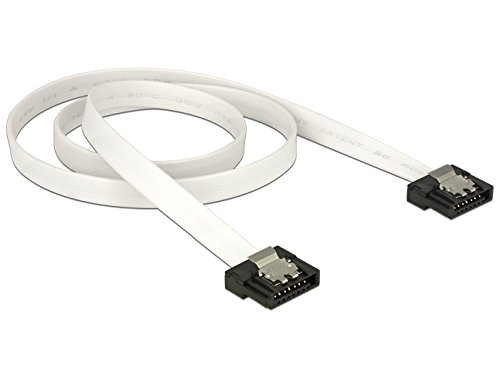 10x Delock Kabel SATA III FLEXI 6 Gb/s 50 cm weiß mit Metallclips HQ extrem flach und flexibel