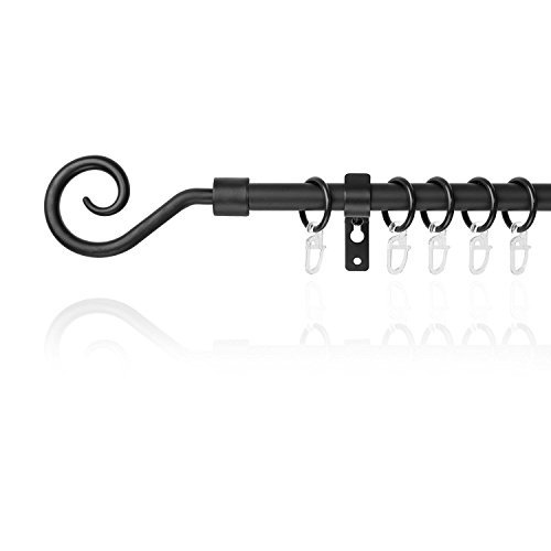 Lichtblick GKR16.130.02 Gardinenstange Kringel, 16 mm, ausziehbar 150 - 265 cm - Metall, Schwarz