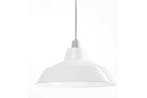GMUK HOME & GARDEN PRODUCTS Retro Design Light Shade - Easy Fit Pendant Shade for Existing Ceiling Light - Metal Ceiling Light Shade - White Internal Finish - Lampshade for Ceiling Light - Metal Lamp Shade (White)