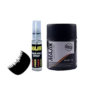 Majik Human Hair Fiber For Thinning Hair And Blond Hair For Women And Men (Black, 7 Gram) with Free Fiber Holding Spray with Optimizer Comb