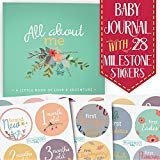 First Year Baby Memory Journal Book + Bonus Monthly Milestone Stickers. Baby Shower Gift & Keepsake to Record Photos & milestones. Five Year Scrapbook & Picture Album for boy & Girl Babies. (Floral)