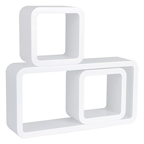 WOLTU #65 3er Set Lounge Cube Regal Retro Wandregal Bücherregal, MDF Holz (Weiß) - 3