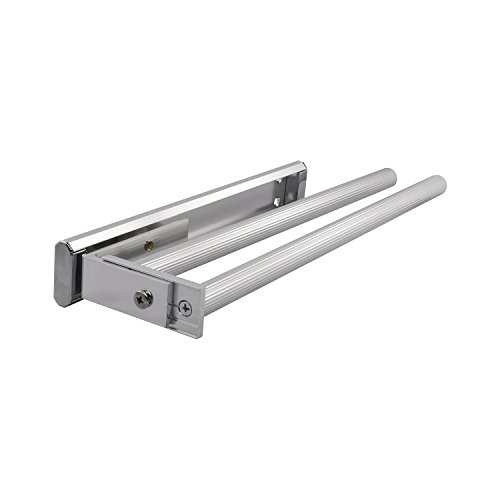 GedoTec® Handtuchhalter ausziehbar Handtuch-Auszug HOSTEL aus Aluminium | Chrom poliert glänzend | Handtuchstange 2-armig | Einbaulänge 443 mm | Geschirrtuchhalter für Seiten- & Deckenmontage | Markenqualität für Ihren Wohnbereich - 2