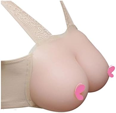 Men Siamese Fake breasts Thicker Increase Silica gel Inserts lace bra Breast pillow Fake chest 100% medical silicone , milky white , 3 g 3800 g