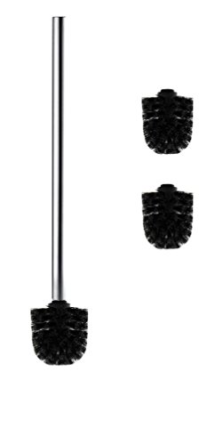 WANDMONTAGE WC Garnitur mit Glaseinsatz und austauschbaren Toilettenbürste hochwertigem Edelstahl matt inclusive Befestigungszubehör - 2