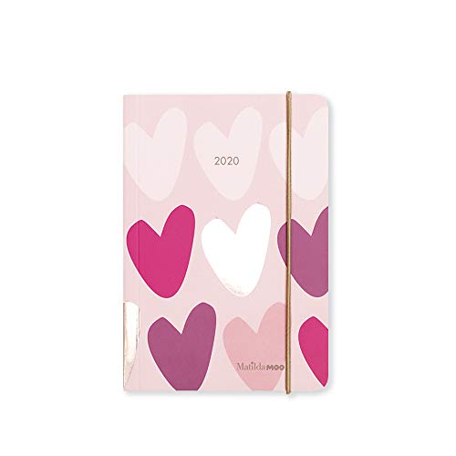 Matilda MOO - Agenda 2020 con copertina flessibile, un giorno per pagina, formato A6 (lingua italiana non garantita) A6 rosa