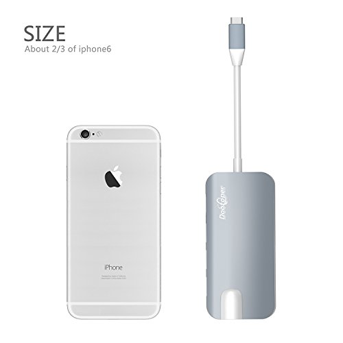 Type C Hub, Dootoper USB C Hub mit 3 USB 3.0 Ports, 4K HDMI Port, Ethernet-Port(1000Mbit/s), SD-Kartenleser, Micro SDHC und USB C Ladeanschluss, für Geräte mit USB Typ C wie MacBook Air, MacBook Pro, Mac Mini, Google Chromebook 2016(Space Gray) - 6