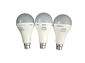 Worldstar Made In India 9W B22 Holder LED Crystal White Rechargeable Bulb - Pack of 3