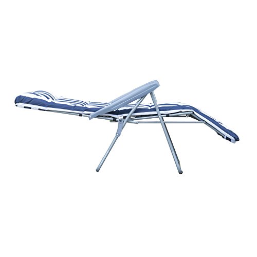 Outsunny 2 x Klappstühle Gartenstuhl Sonnenliege Armlehne klappbar 5 Positionen Auflage, blau, 58x90x110 cm, 01-0712 - 