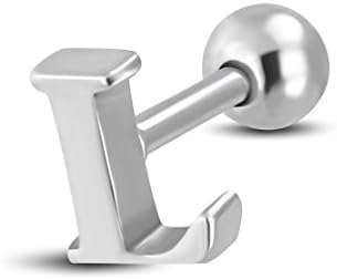 Stainless Steel Alphabet Initial/Letter L Tragus/ Cartilage Barbell Stud Earring