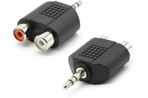 CABLEPELADO Adaptateur stéréo Jack 3,5 mm mâle vers 2 RCA femelles | Adaptateur audio | Convertisseur audio | AUX-IN TRS | RCA vers Jack | Dual | PVC | Noir