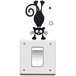 MIkilon Lot de 10 Stickers muraux Amovibles pour Interrupteur de lumière Motif Animal de Dessin animé Noir 16.5" x 14.2" Chat