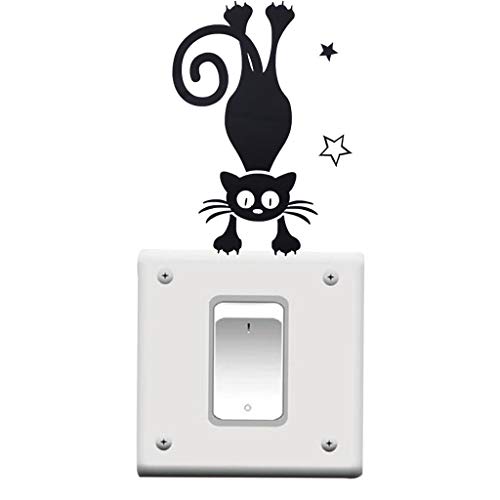 MIkilon Lot de 10 Stickers muraux Amovibles pour Interrupteur de lumière Motif Animal de Dessin animé Noir 16.5" x 14.2" Chat