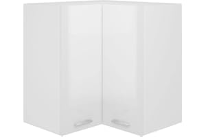WIFESE Eckhängeschrank 57x57x60 cm Küchenschrank Küchenzeile Wandschrank Für Wohnzimmer Küche Schrank Einbauküche Badezimmermöbel Badezimmerschrank Cabinet Hängend Hochglanz Weiß Holzwerkstoff