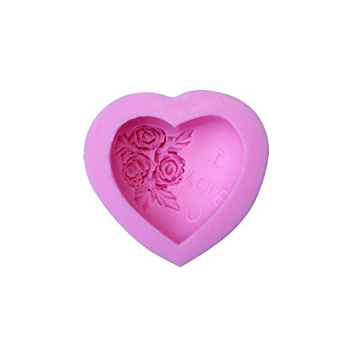 joyliveCY Liebevolles Herz Rose Blumen Silikon Soap FORM Kuchen Sugarcraft Kuchen 3D Mould - 3