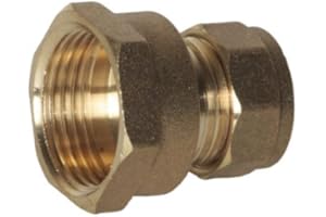 HEP BRINGING YOUR SPACE TO LIFE hep® 15mm Compression by 3/4" BSP Brass Female Iron Coupler Straight Adaptors 15mm x 3/4" BSP Female (Pack of 1)