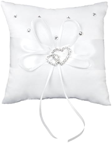 VONRAECH White Double Heart Rhinestone Wedding Ring Pillow Stylish pillows