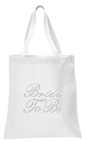 Varsany White Bride To Be Luxury Crystal Bride Tote bag wedding party gift bag Cotton by CrystalsRus