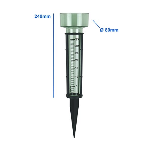 2 Stück Set Regenmesser Niederschlagsmesser mit Erdspieß . Kunststoff Glas Farbe grün - 3