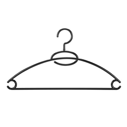 logei® 10St Kunststoff Kleiderbügel Wäschebügel Multifunktionsbügel plastic hanger Bügel mit Krawattenstange Anti-Rutsch Schwarz - 3