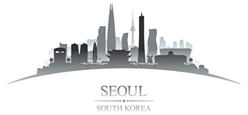 Wandtattoo Wohnzimmer Skyline Wandtattoo Seoul in grauen Farbtönen Design Motiv