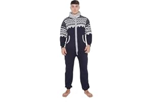 Juicy Trendz Herren-Onesies für Erwachsene – Warmer und stylischer Onesies mit Kapuze und Azteken-Print für Männer und Frauen, einteiliger Unisex-Pyjama-Overall