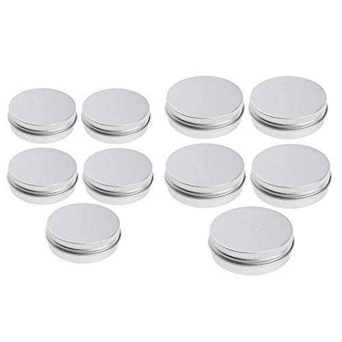P Prettyia 10 Pieces 5ml 15ml Empty Aluminium Nail Art Beads Buttons Sewing Pins Pot Jar Tin Container Makeup Cosmetic Box Storage Case Spiral Screw Box