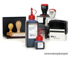 Stempelfarbe zum Nachtränken von Stempelkissen, Stempelautomaten und Selbstfärbern, 1L schwarz ohne Öl - 3