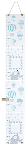 JABA Dabado Growth Chart Elephant Wooden Matt Varnished Pastel Pink and Blue