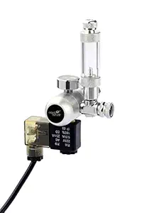 AquaNature Compact Single Gauge Co2 Regulator with Solenoid Valve + Bubble Counter for Aquarium (Silver)