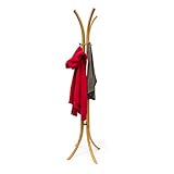 Relaxdays Garderobenständer Holz H x B x T: 175 x 50 x 50 cm Kleiderständer als Standgarderobe aus hochwertigem Bambus mit 4 Armen und Kleiderhaken für Flur und Diele zum Aufhängen von Kleidung, natur