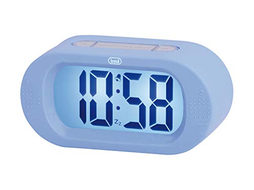 Trevi SLD 3870 Orologio Digitale con Sveglia e Grande Display, Finitura Gommata, Funzione Snooze, Blu