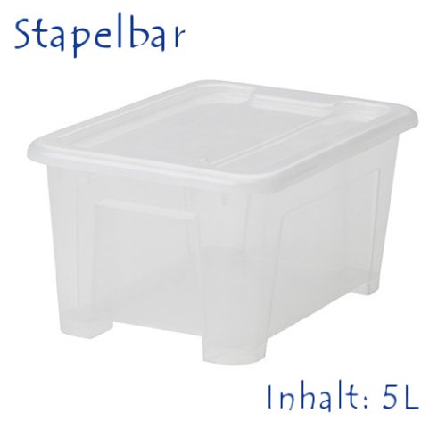 IKEA Aufbewahrungsbox "SAMLA" 5-Liter-Box MIT Deckel - transparent - BxTxH: 28x20x14 cm
