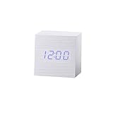 Dtuta Wecker Led-Stimme Digital Tischuhren Klatschen, Auf Den Tisch Tippen Oder Die Uhr Tippen Thermometer-Timer-Kalender