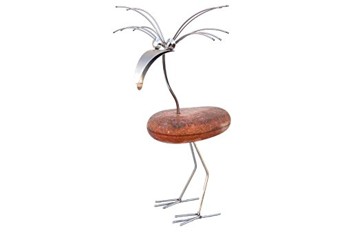 Albert stehend "Der Intelligente" Gartenfigur und Gartendeko als Steinvogel aus Edelstahl Größe M Eisenfigur ca. 40 cm Design Tiedemann